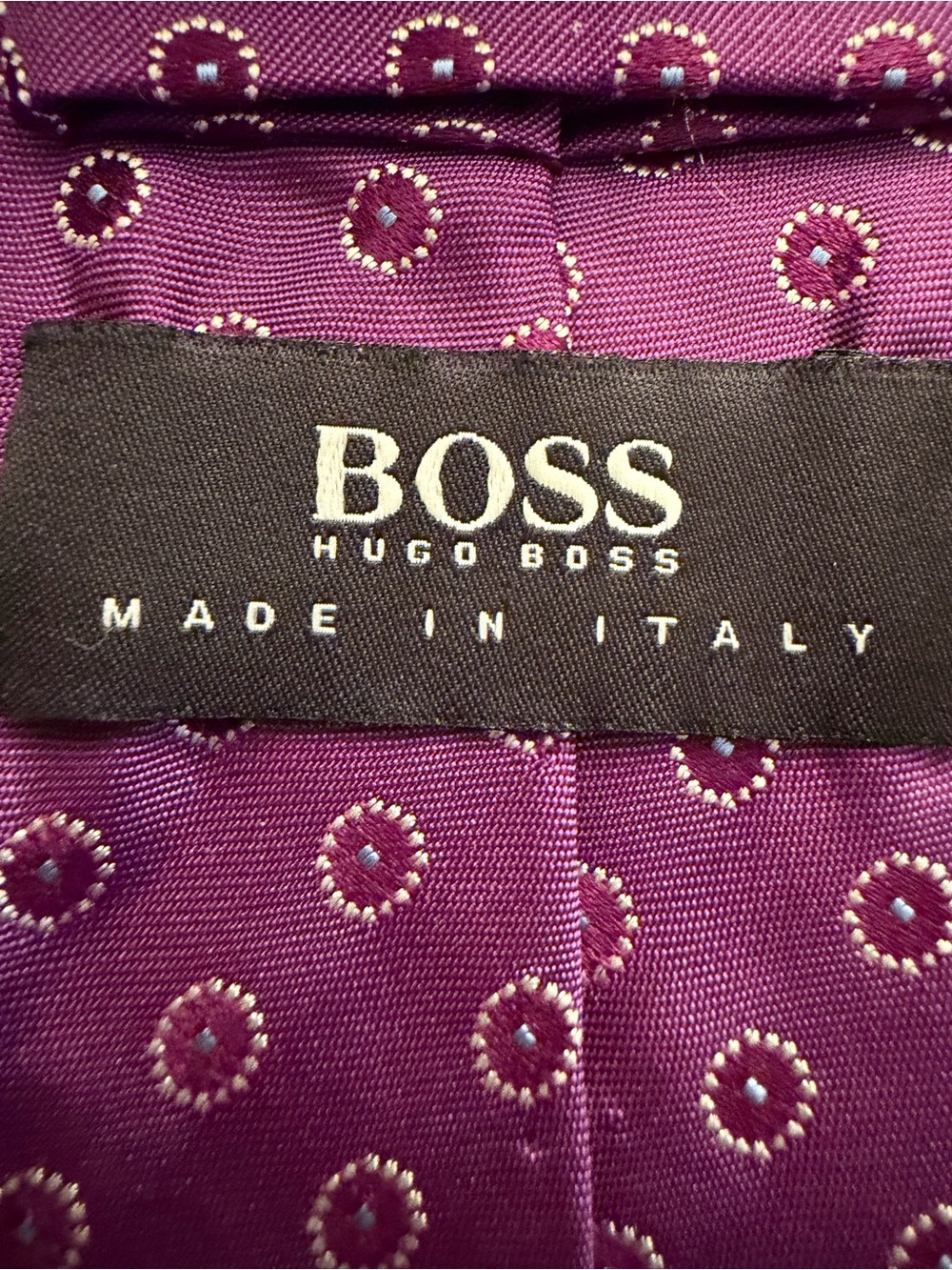 Hugo Boss Purple Men's Silk Tie with Dot Pattern 3” wide - Picture 3 of 4